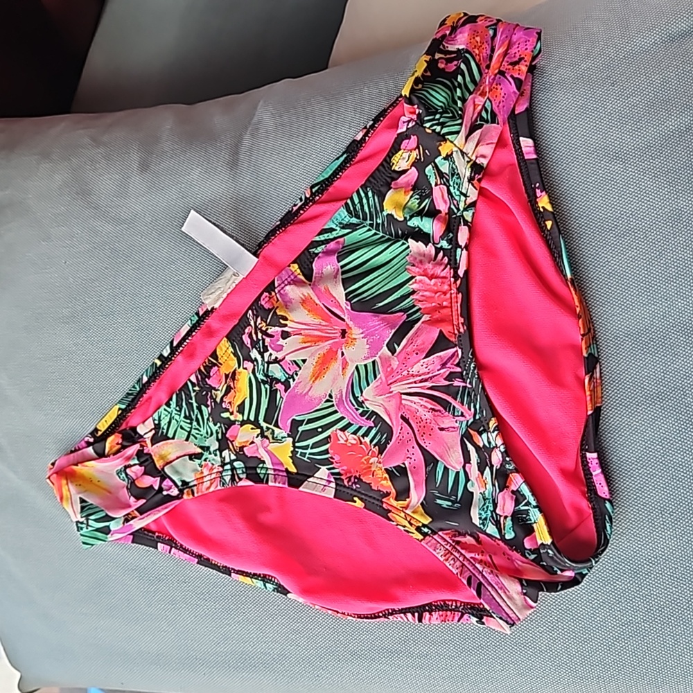 Kenneth Cole Reaction Floral Bandeau Bikini Top and Two Matching Bottoms
